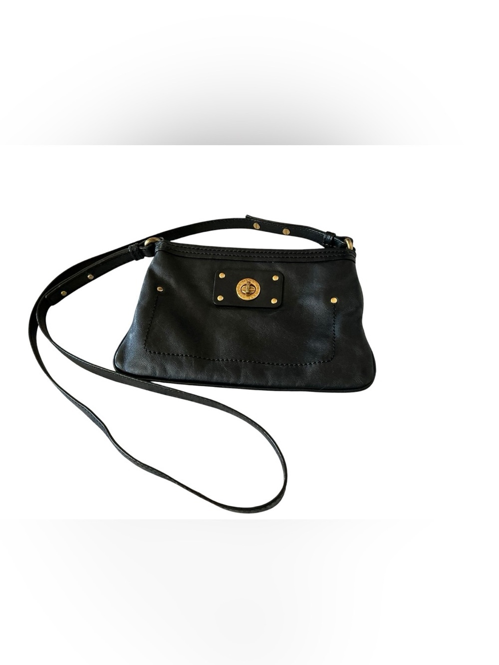 Marc by Marc Jacobs Black Leather Crossbody Bag Gold Hardware Shoulder Purse